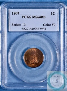 1907 1C Indian Head Cent PCGS MS64RB - Near Gem with Lots of Red!!! - Picture 1 of 12
