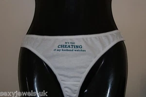 It's Not Cheating If My Husband Watches Cuckold Thong Knickers Panties Underwear - Picture 1 of 7
