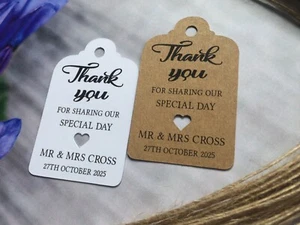 Personalised Thank you for sharing special day Tags Wedding favour tags T711a - Picture 1 of 7
