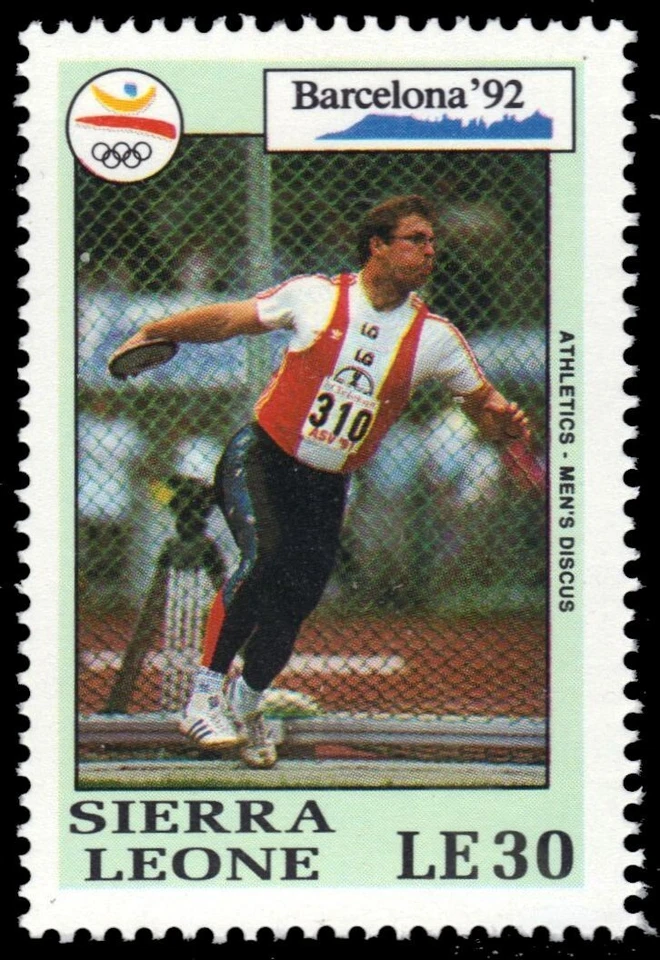 SIERRA LEONA 1512 - Juegos Olímpicos de Barcelona "Tiro Disco" (pb53254) Foto 1 de 1