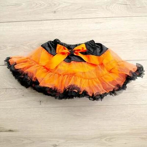 Girls Orange and Black Tutu Skirt Dress Up Halloween Costume Kids Birthday Dance - Picture 1 of 4