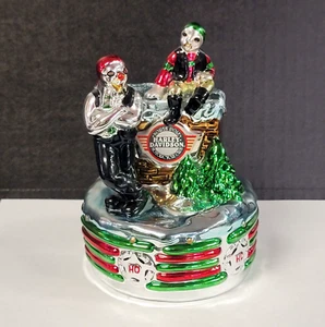 Harley Davidson Music Box Chrome Plated Christmas Motorcycle Club Figurine 6" - Picture 1 of 19