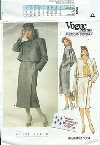Vogue 1354 sewing pattern JACKET Wrap SKIRT + LABEL sew PERRY ELLIS size 8 UNCUT - Picture 1 of 1