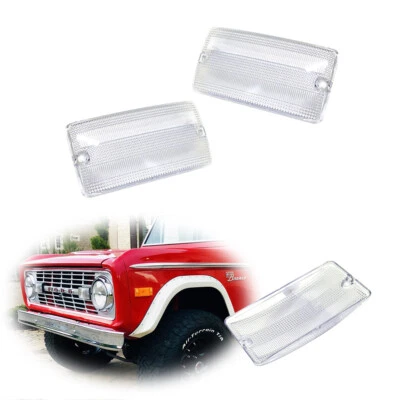 Kit de carcasas de luces de señal de giro de parrilla delantera con lente transparente para Ford Bronco 1969-1977 Foto 1 de 4