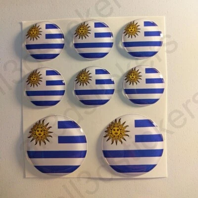 ALL3DSTICKERS Aufkleber Uruguay Flagge 3D Rund Gedomt Fahne 3D Kfz-Aufkleber
