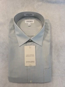 CONCEPTS by Claiborne Stripe Dress Shirt Wrinkle Free Pocket Size 17 32-33 NWT - Picture 1 of 7