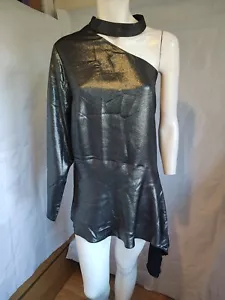 SIMPLY BE metallic look pewter one sleeve high neck evening top size 24 NEW - Picture 1 of 4