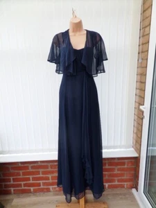 COAST SYMPHONY NAVY PLEAT SILK CHIFFON CORSET MAXI DRESS BOLERO SET 12 £224 - Picture 1 of 21