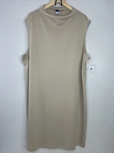Old Navy Women’s 3X Tan Khaki Body Con High Neck Sleeveless Casual Dress NWT - Picture 1 of 12
