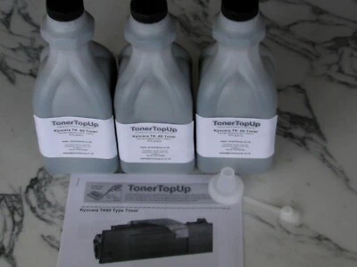 Três garrafas de refil de toner Kyocera F-1800 3000 3300 FS-3800 TK-60 37027060 - Imagem 1 de 2