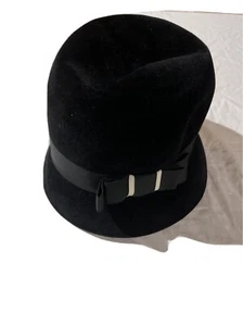 Vintage Union Made Black Velour Body Bucket Hat Made In Italy 1940s 1950s - Picture 1 of 6