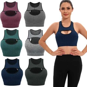 Women Sports Bra Padded Seamless High Impact Support Yoga Gym Workout Fitness LB - Picture 1 of 17