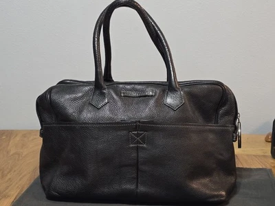 Jean Paul Gaultier Vtg Black Pebbled Leather Boston Bag Doctor Style Zip Satchel - Image 1 of 4