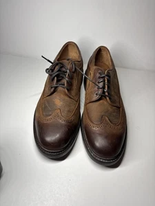 FRYE Hombres 9.5 D Marrón Cuero Encerado Zapatos (Usados 1X) Derby Zapatos de Vestir Informales - Imagen 1 de 11