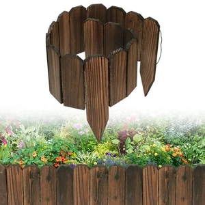 Rustic Pine Wood Landscape Edging - 3.9ft L x 8in H Garden Fence Border, Easy... - Picture 1 of 7