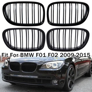 For BMW F01 F02 2009-2015 2Pcs Gloss/Matte Black Dual Slat Front Bumper Grilles - Picture 1 of 17