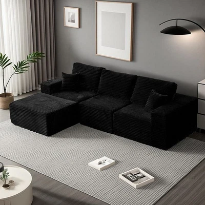 107" L Shaped Sectional Cloud Couch with Left Facing Chaise Plush Boneless Sofa - Image 1 of 4