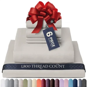 Silky Soft Full Sheet Set - 6 Piece Luxury Bed Sheets with Deep Pocket for Fu... - Picture 1 of 9