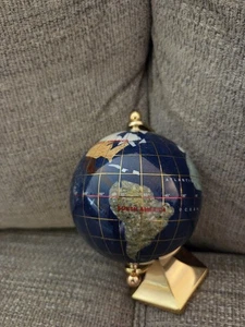 Kalifano Blue Lapis Ocean 9” Gemstone Globe On Gold Stand - Picture 1 of 21