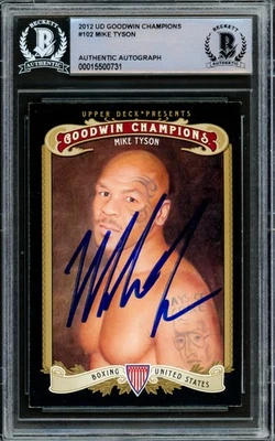 VENDA! Mike Tyson 2012 Upper Deck Goodwin Champions cartão 102 Beckett autografado - Imagem 1 de 2