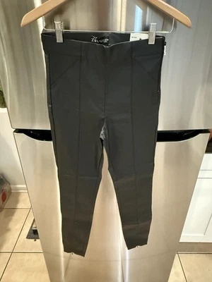 ZARA Black  WAXED-EFFECT LEGGINGS Mid Rise Waist Zipper Small S - Image 1 of 4