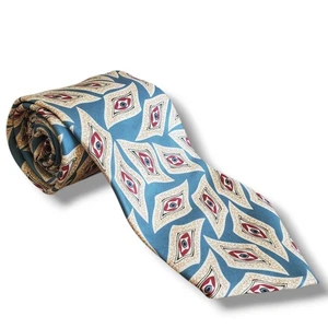Corbata de cuello vintage Christian Dior Monsieur seda azul verdoso longitud 57,5" ancho 3,5" - Imagen 1 de 8