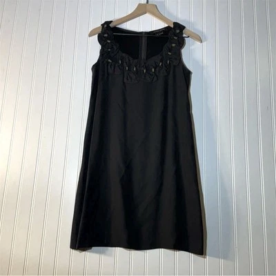 Cynthia Steffe 100% Silk Black Bow Neck A-Line Mini Dress Size 4 Elegant LBD - Image 1 of 4