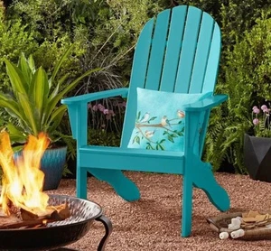 MAINSTAYS WOOD OUTDOOR ADIRONDACK CHAIR, TURQUOISE *NEW - Picture 1 of 9