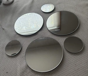 Wall Mount Mirror Set Of 6 Round Glass Bathroom Mirrors Home Decor 3” & 6” - Picture 1 of 6