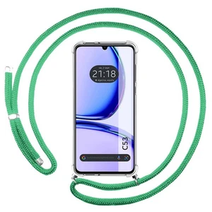 Funda Trasparente Appesa Per Realme C53 Con Corda Verde Acqua - Foto 1 di 3