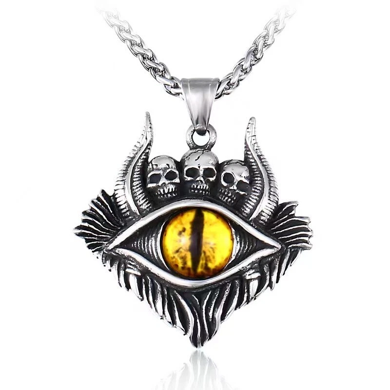 Collar Colgante Para Hombres Amarillo Calavera Esqueleto Ojo Cadena Punk Retro Rock Joyería Foto 1 de 1