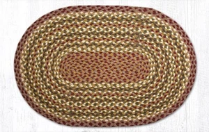 Dark Olive and Burgundy Oval Braided Rug 20 x 30 by Earth Rugs - Picture 1 of 1