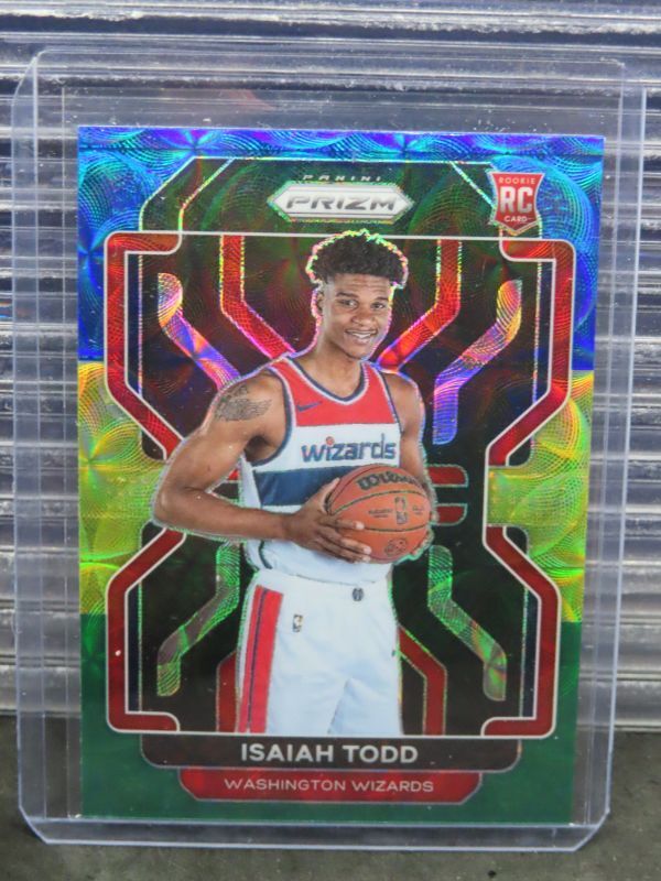 2021-22 Prizm Isaiah Todd Blue Yellow Green Choice Prizm Rookie #299 Wizards