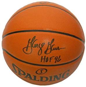 Spurs GEORGE GERVIN Signed Spalding NBA Game Series Basketball w/HOF'96  Steiner - Picture 1 of 1
