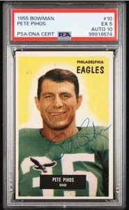 1955 Bowman Pete Pihos Signed Football Card PSA 5 PSA/DNA Certified Auto 10 HOF - Picture 1 of 3
