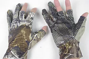 Outdoor Bionic Comauflage Hunting Gloves Anti Slip Half Finger Elastic Gloves - Picture 1 of 5