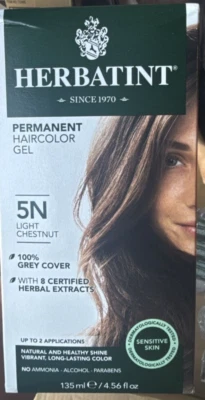 Herbatint永久草药染发凝胶5N浅栗色4.56盎司 — 第 1/2 张图片