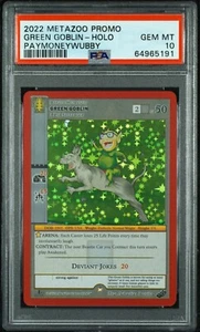 💎🤑 2022 Metazoo Promo GREEN GOBLIN 😈-FULL HOLO PAYMONEYWUBBY 💵🌲 PSA 10 ☠️ - Picture 1 of 6