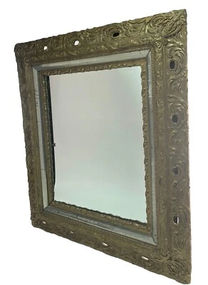 Antique Large Mirror Ornate Rococo Gold Gilt Wood Plaster Carving Baroque 30x26” - Image 1 of 4