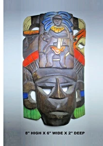LOW PRICE! VINTAGE "MAASAI HUNTER" AFRICAN WALL MASK CARVED NATURAL WOOD, KENYA - Picture 1 of 22