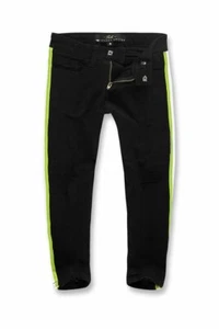 New Jordan Craig KIDS GRAND PRIX STRIPED DENIM (BLACK VOLT) Ripped Size 2 New! - Picture 1 of 2