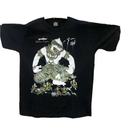 Camiseta De Colección Personaje Tailandia Hombres XL Hanuman Negra Estampada Mono Ramayana Foto 1 de 4
