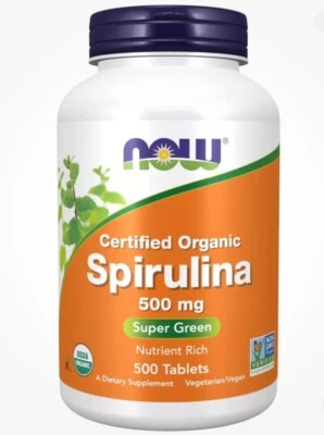 NOW Foods - Espirulina, Súper Verde (500mg, 100 Comprimidos) Caduca 08/2026 Foto 1 de 2