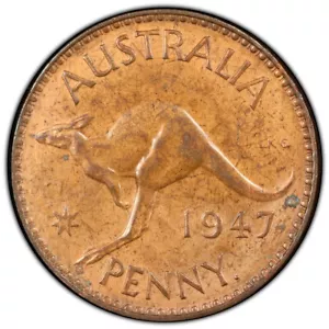 Australia 1947 Y. (p) One Penny 1d George VI - PCGS MS62BN (45797612) - Picture 1 of 3