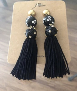 j crew Black Beadded Crystals Tassels  - Picture 1 of 4