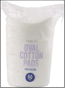 Cotton Pads Oval Shaped Cotton Lint Free Pack of 60 Lotion & Makeup Cleaner - Picture 1 of 6