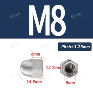 M3 M4 M5 M6 M8 M10 - M24 DOME NUTS HEX DOMED NUTS STAINLESS STEEL A2 - DIN 1587 - Picture 1 of 20