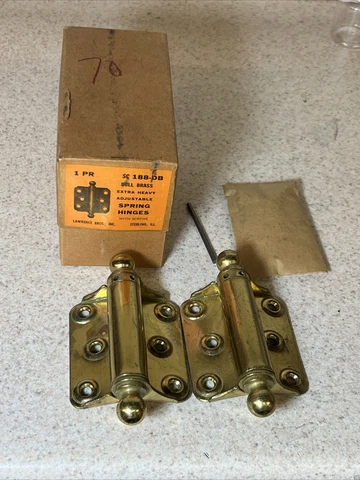 1 Pair NOS Vintage Lawrence Bros Extra Heavy Duty Spring Hinges SC-188-DB Cover