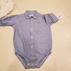 Carter's 24M Boys Long Sleeve Dress Oxford Button-Down Bodysuit Light Blue NWT - Picture 1 of 4