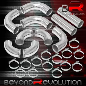 3" Universal Aluminum Pipe FMIC Intercooler Piping Kit + T-Bolt Clamp Set Chrome - Picture 1 of 3